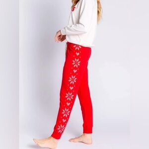 NWT PJ Salvage Frosted Fairisle Snowflakes Fleece Jogger